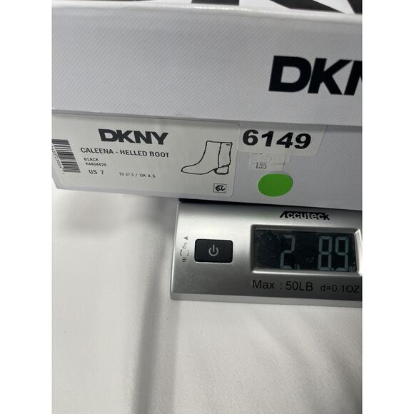 DKNY Caleena Heeled Boot Womens Size 7 Black Ankle Boots Block Heel Suede Modern - Picture 5 of 5